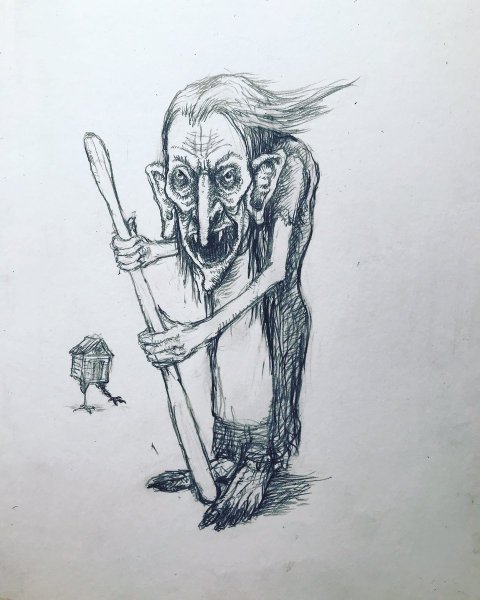 Баба Яга страшная рисунок