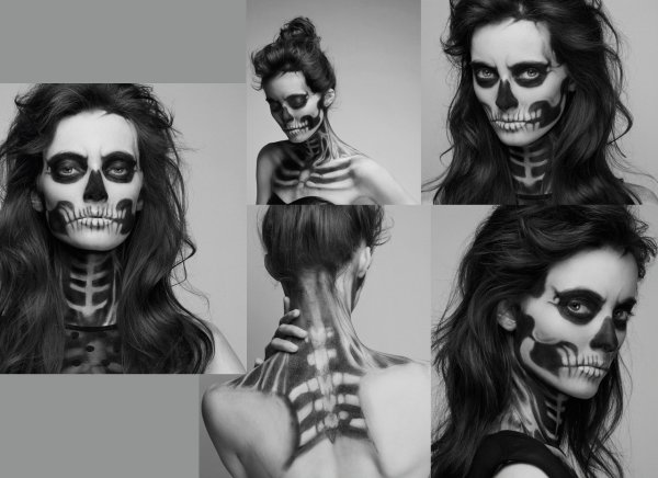 Макияж на Хэллоуин скелет
