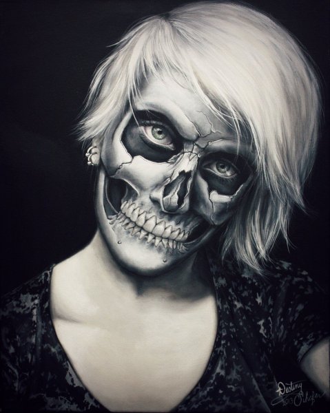 Макияж скелета на теле