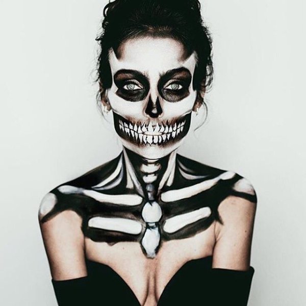 Макияж на Хэллоуин скелет