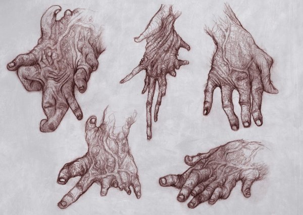 Страшная рука на черном фоне