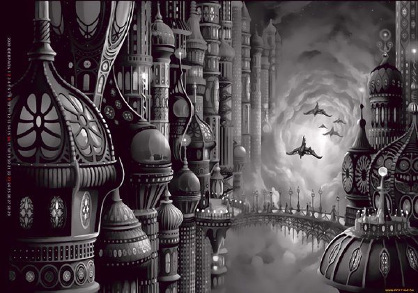 Фантастический город в графике