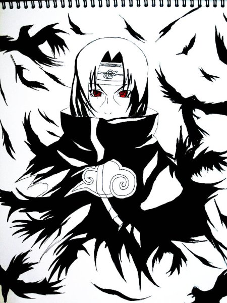 Аниме Наруто Итачи черно белый