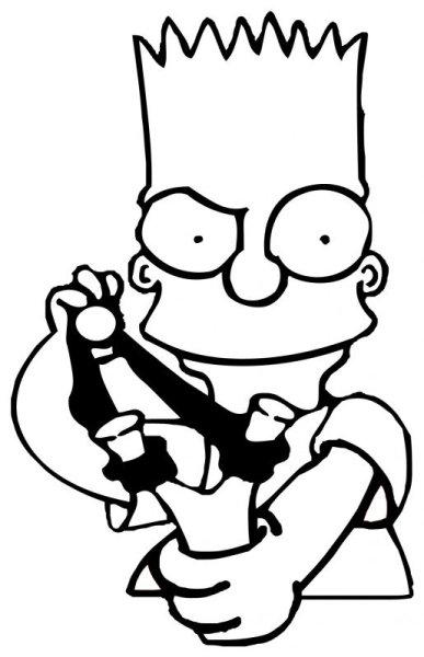 Барт симпсон чёрно белый