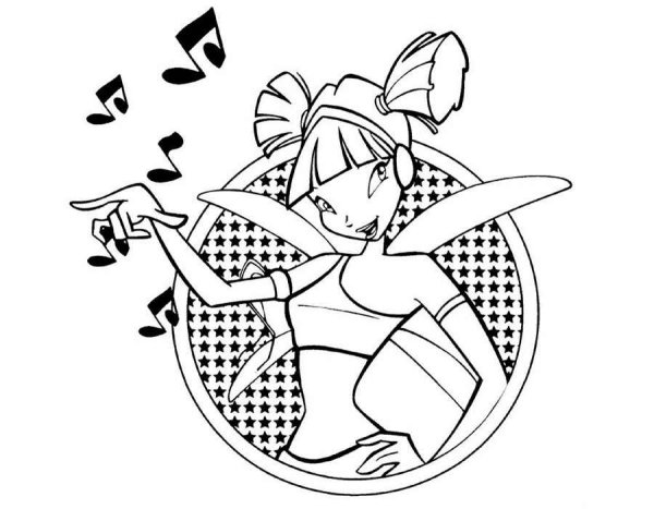 Раскраски для девочек феи Винкс Муза