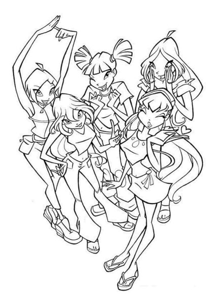 Раскраска Винкс команда