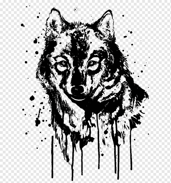Волк тату эскиз черно белый