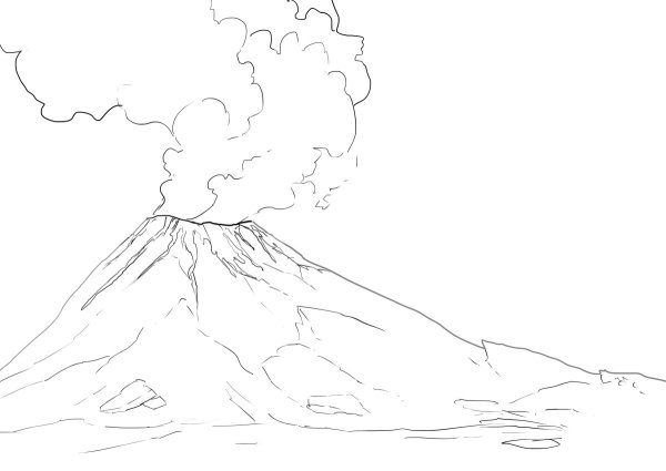 Вулкан раскраска