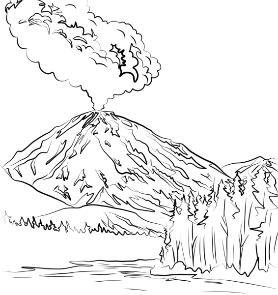 Извержение вулкана раскраска