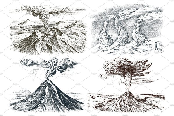 Извержение вулкана раскраска