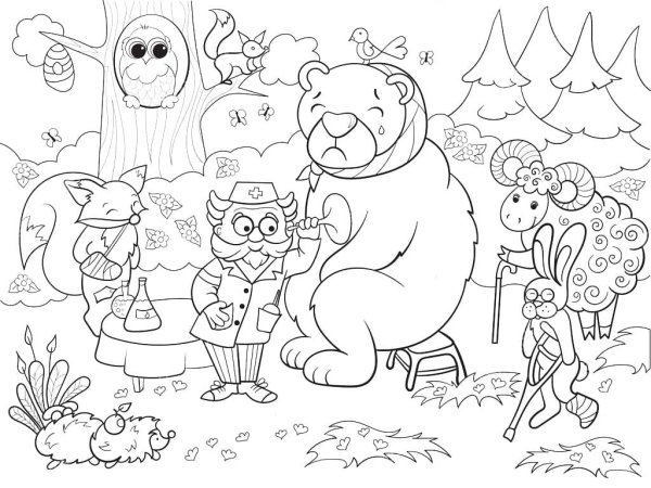 Корней Чуковский доктор Айболит раскраска