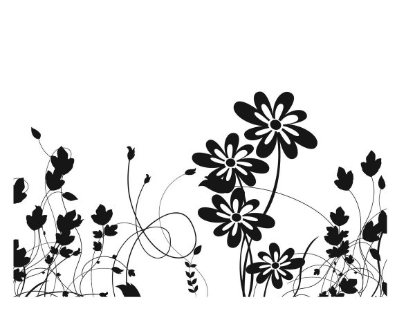 Цветочек черно белый