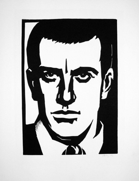 Портрет Маяковского линогравюра