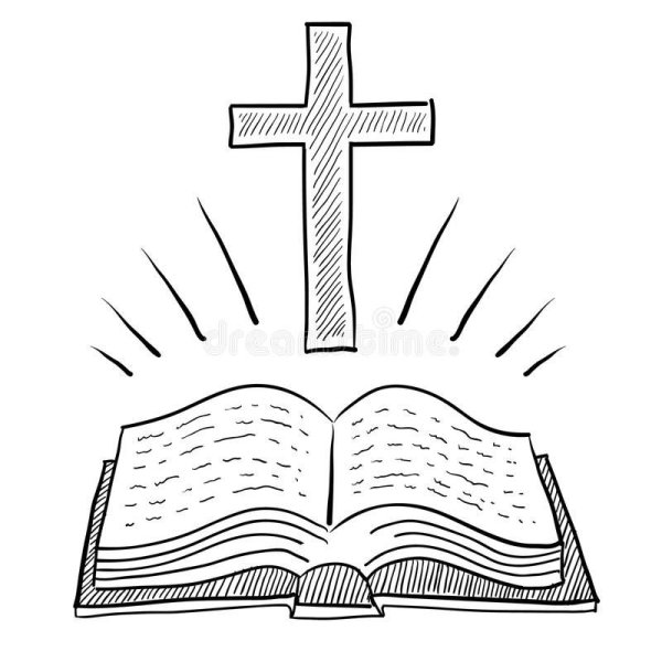 Библия и крест рисунок