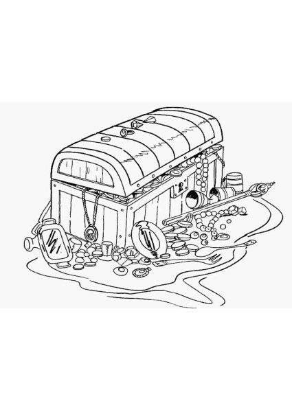 Сундук с сокровищами раскраска