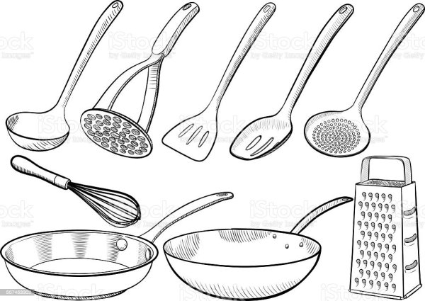 Раскраска кухонная посуда
