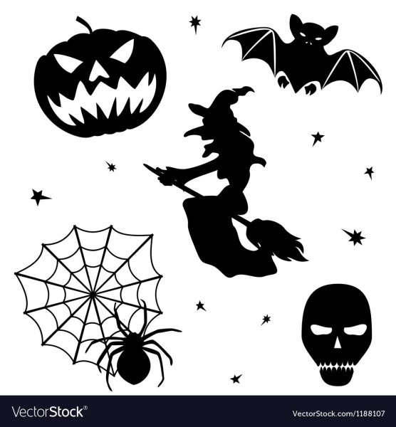 Распечатки для Хэллоуина черно белые