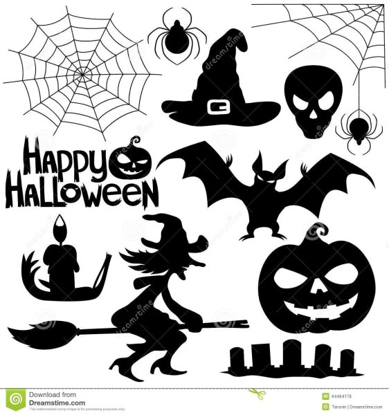 Наклейки к Хэллоуину черно белые