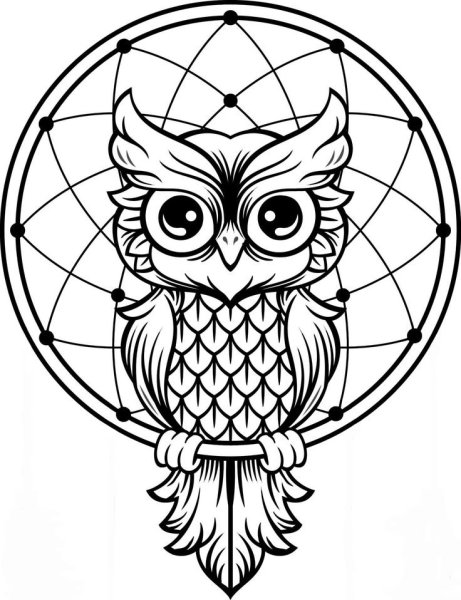 Сова тату эскиз контур