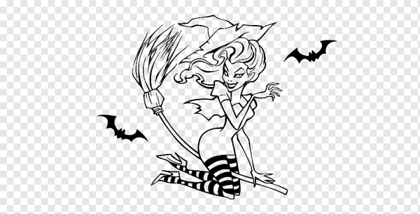 Раскраска ведьмочка на метле