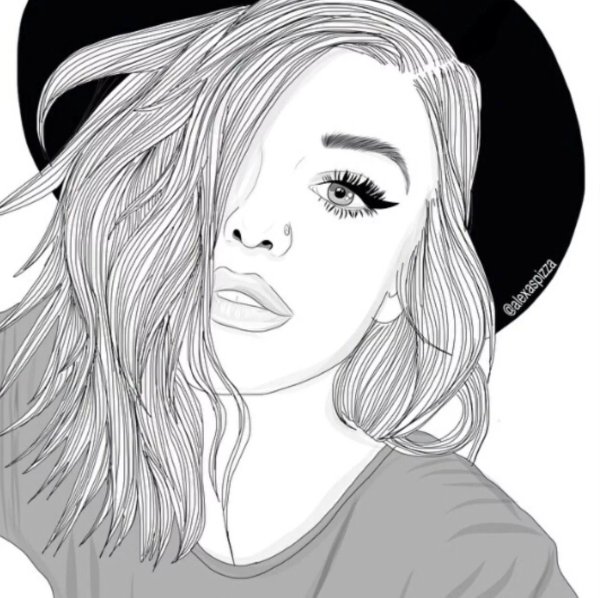 Нарисованные девушки черно белые