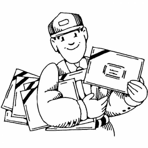 Почтальон раскраска для детей