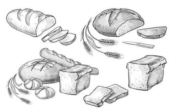 Кусок хлеба раскраска
