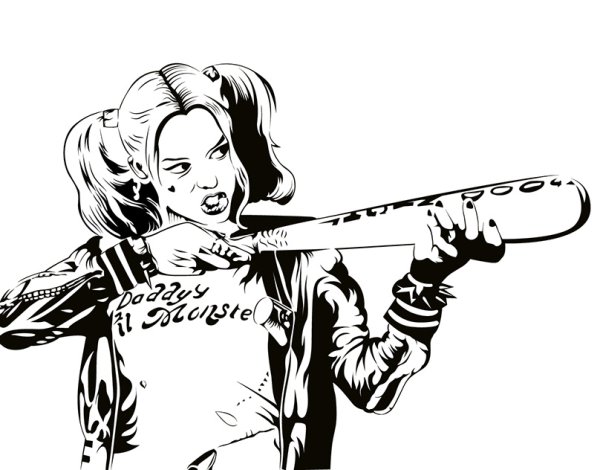 Харли Квинн с битой эскиз тату