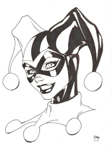 Харли Квинн черно белая