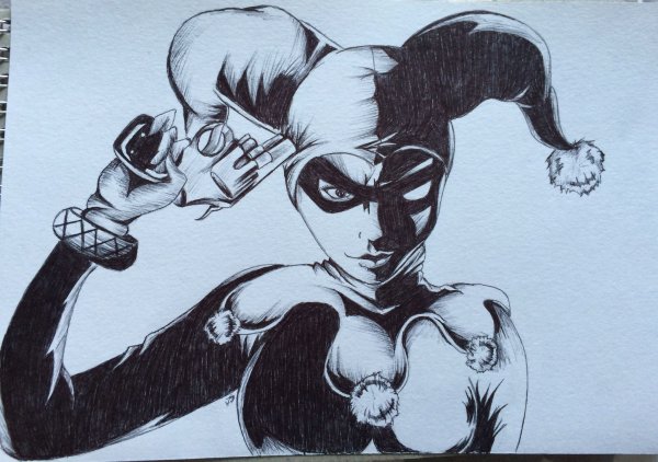 Харли Квинн арт чб