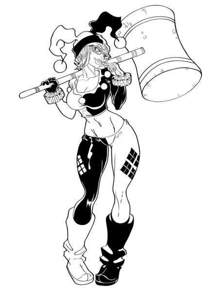 Черно белые раскраски Харли Квинн