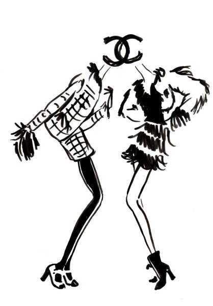 Эскизы одежды черно белые