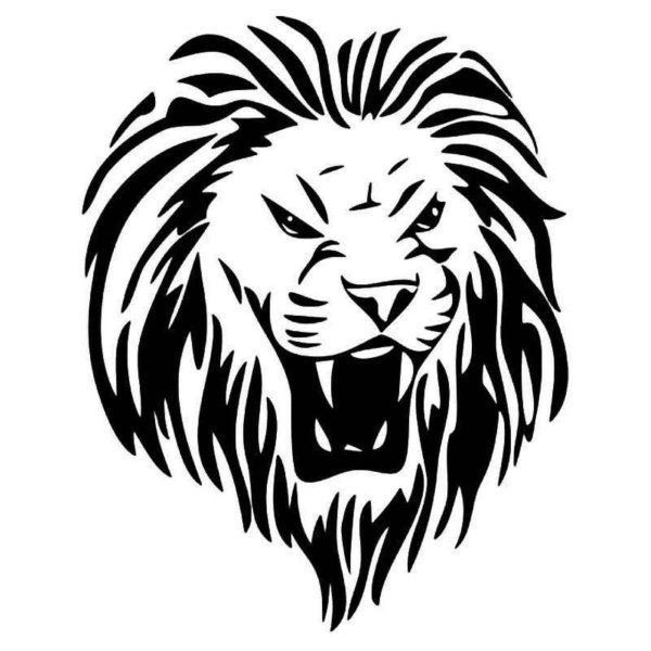 Тату Лев черно белый