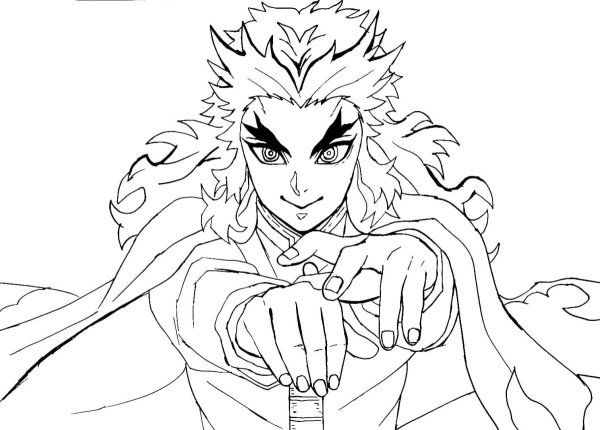 Клинок рассекающий демонов раскраска Ренгоку