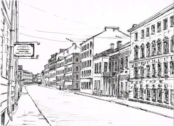 Городской пейзаж в графике