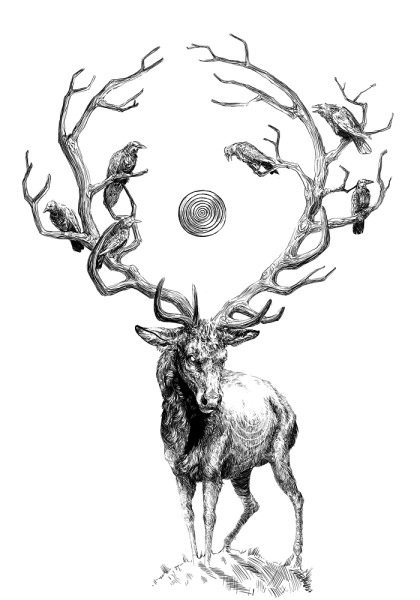 Олень эскиз рисунок