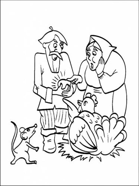 Сказка Курочка Ряба раскраска