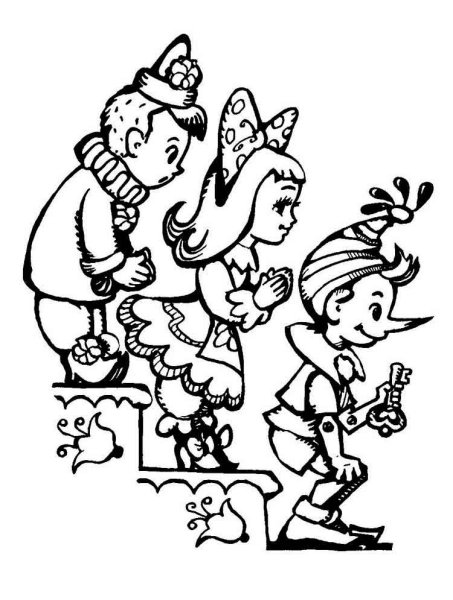 Раскраски золотой ключик или приключения Буратино Пьеро