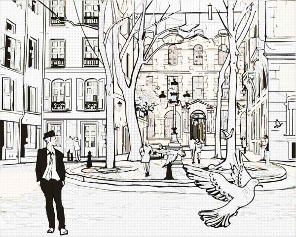 Городской пейзаж в графике