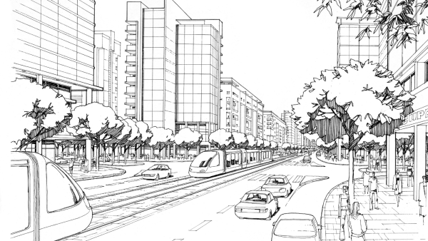 Скетчи улицы дороги города