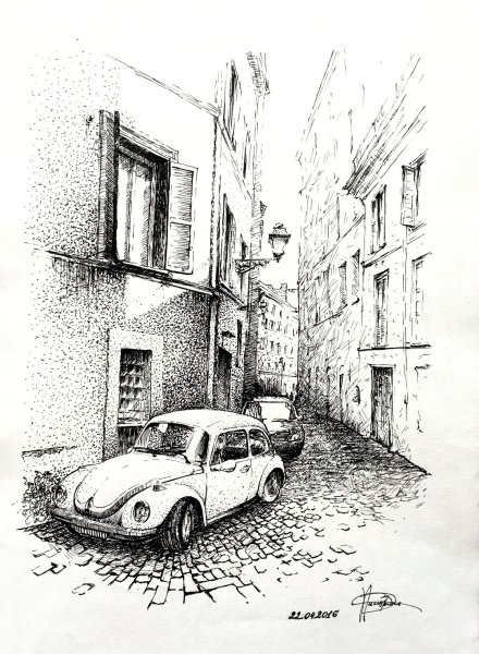 Наброски машин в городе