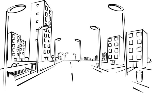 Городской пейзаж контур