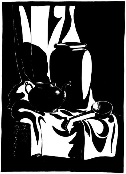 Линогравюра самовар