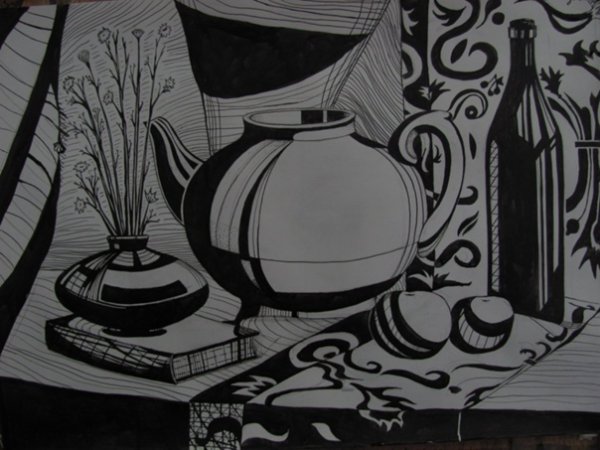 Эскиз натюрморта карандашом