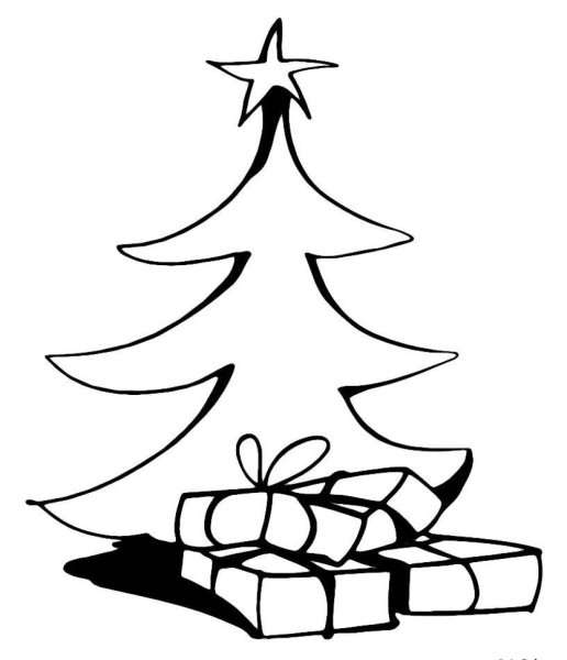 Раскраска елочка с подарками