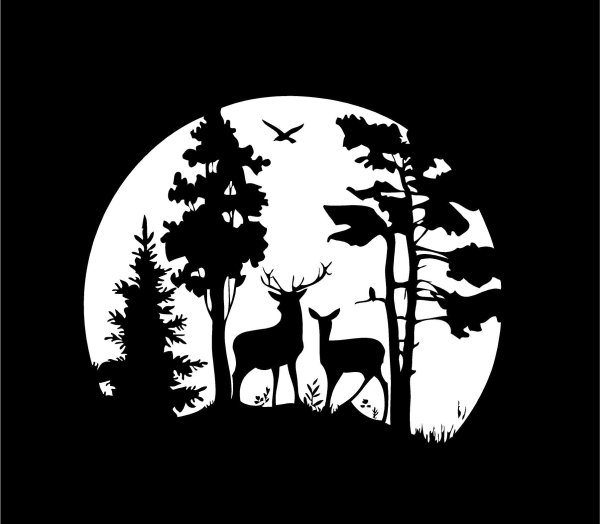 Силуэты животных в лесу