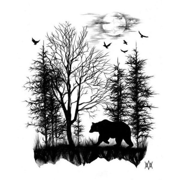 Силуэты животных в лесу