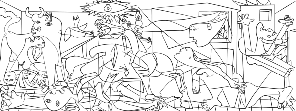 Картина Пикассо Герника чб