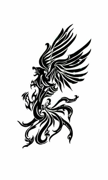 Тату Феникс черный