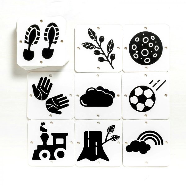 Черно белые карточки для новорожденных Монтессори